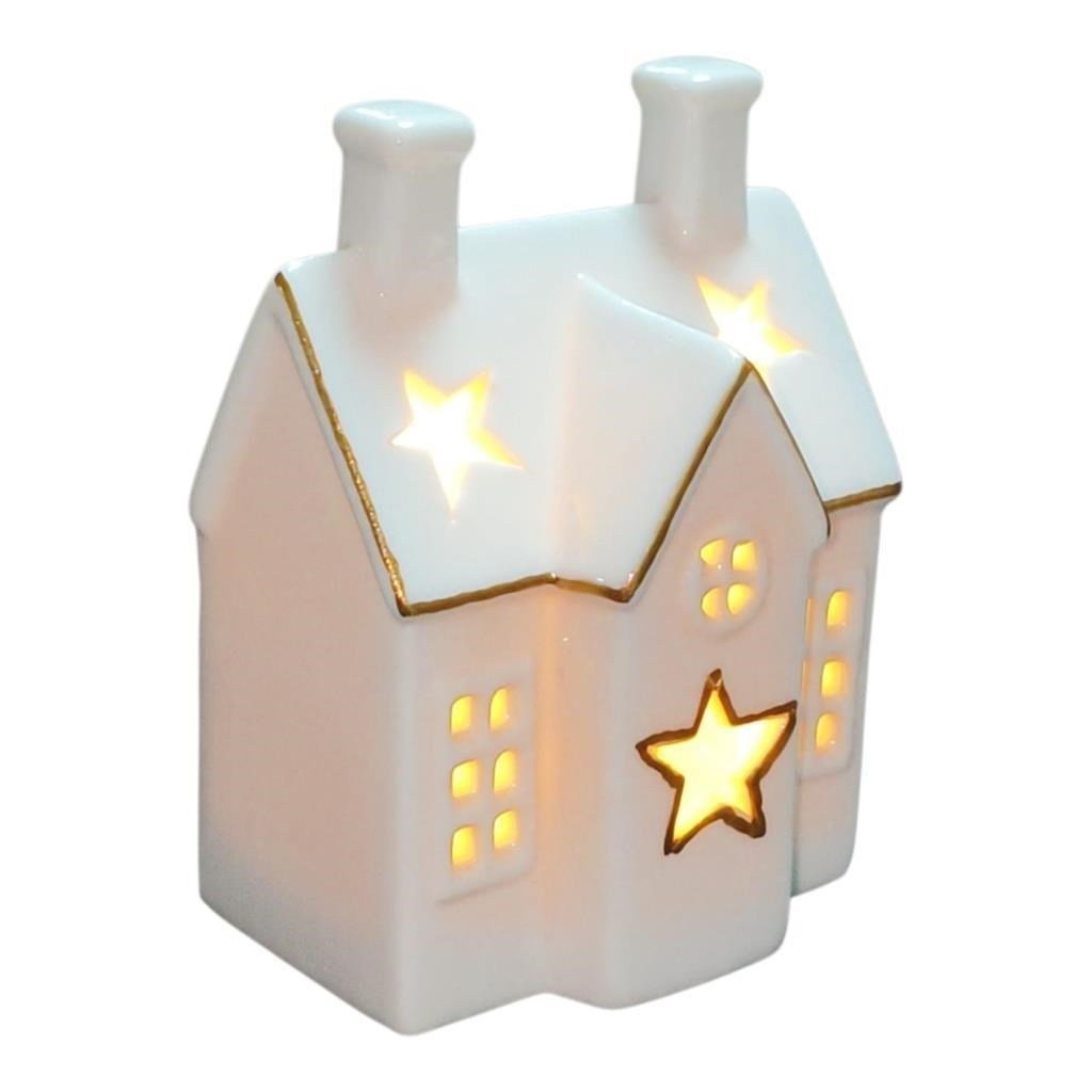 1 Adet 5x9cm Mini Seramik Ev Led Işıklı