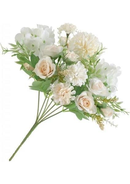 1 Demet 33cm Yapay Çiçek Tanzim Dekor Krem Tonları