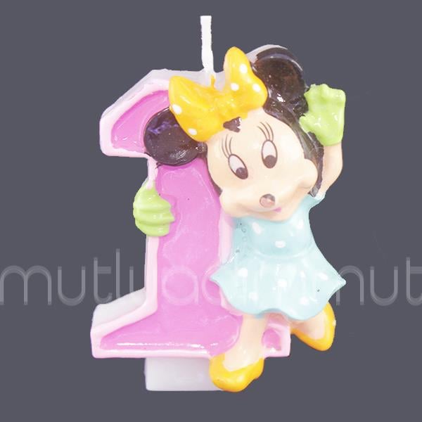 1 Yaş Minnie Mouse Doğumgünü Mum
