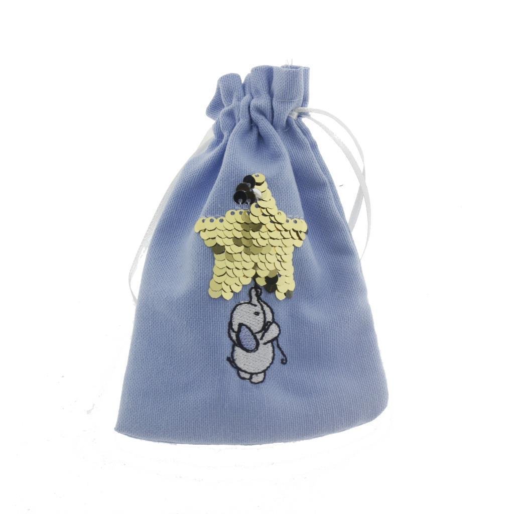 10 Adet 10x14cm Keten Kese Yıldız İşlemeli Fil