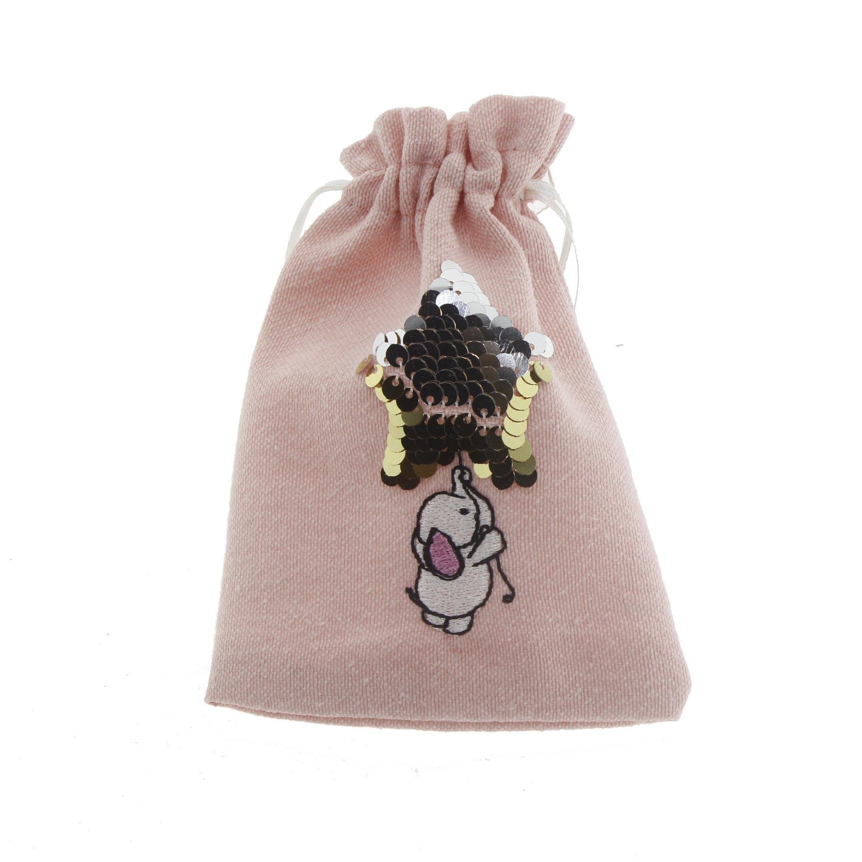 10 Adet 10x14cm Keten Kese Yıldız İşlemeli Fil