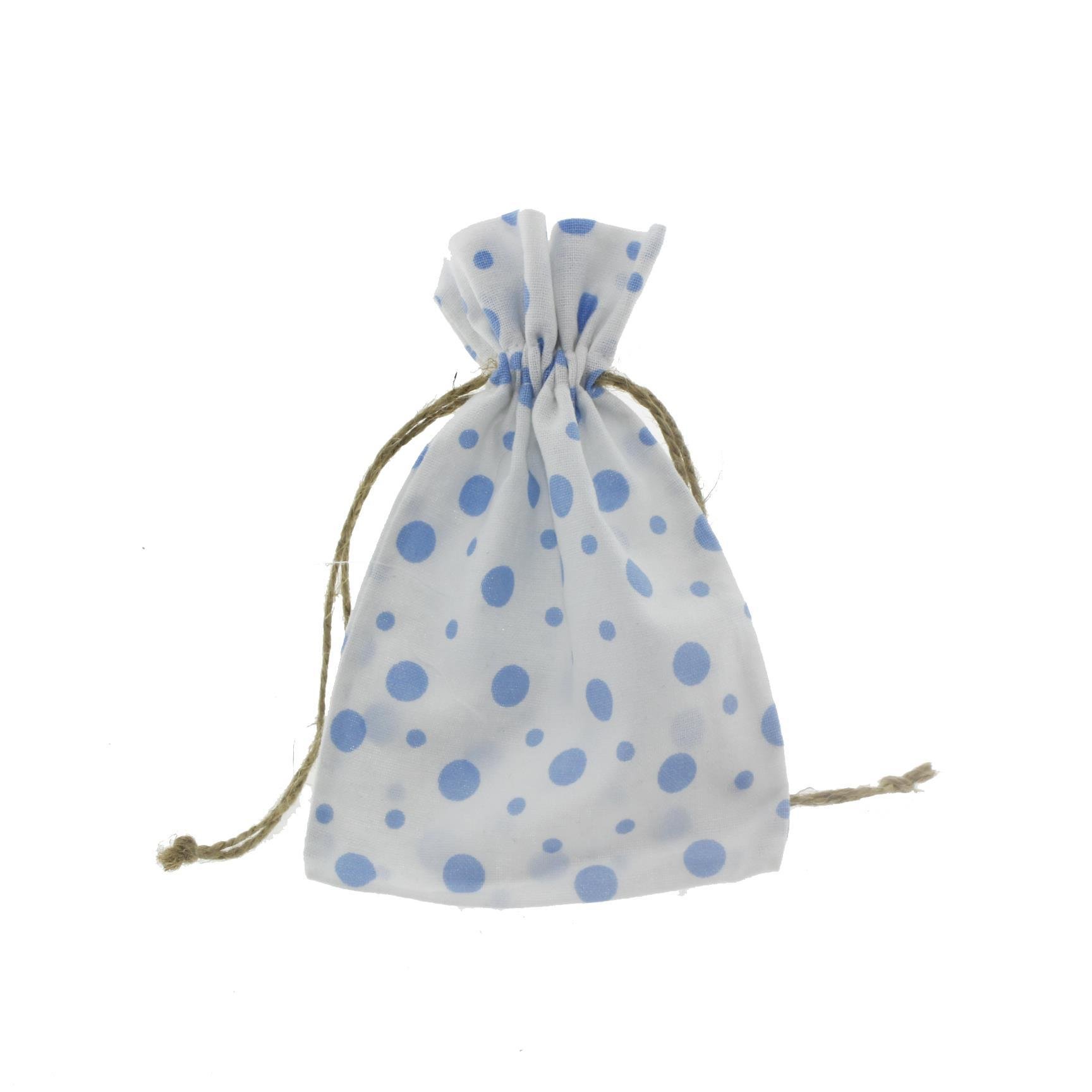 10 Adet 10x15cm Keten Kese Mavi Büyük Puanlı