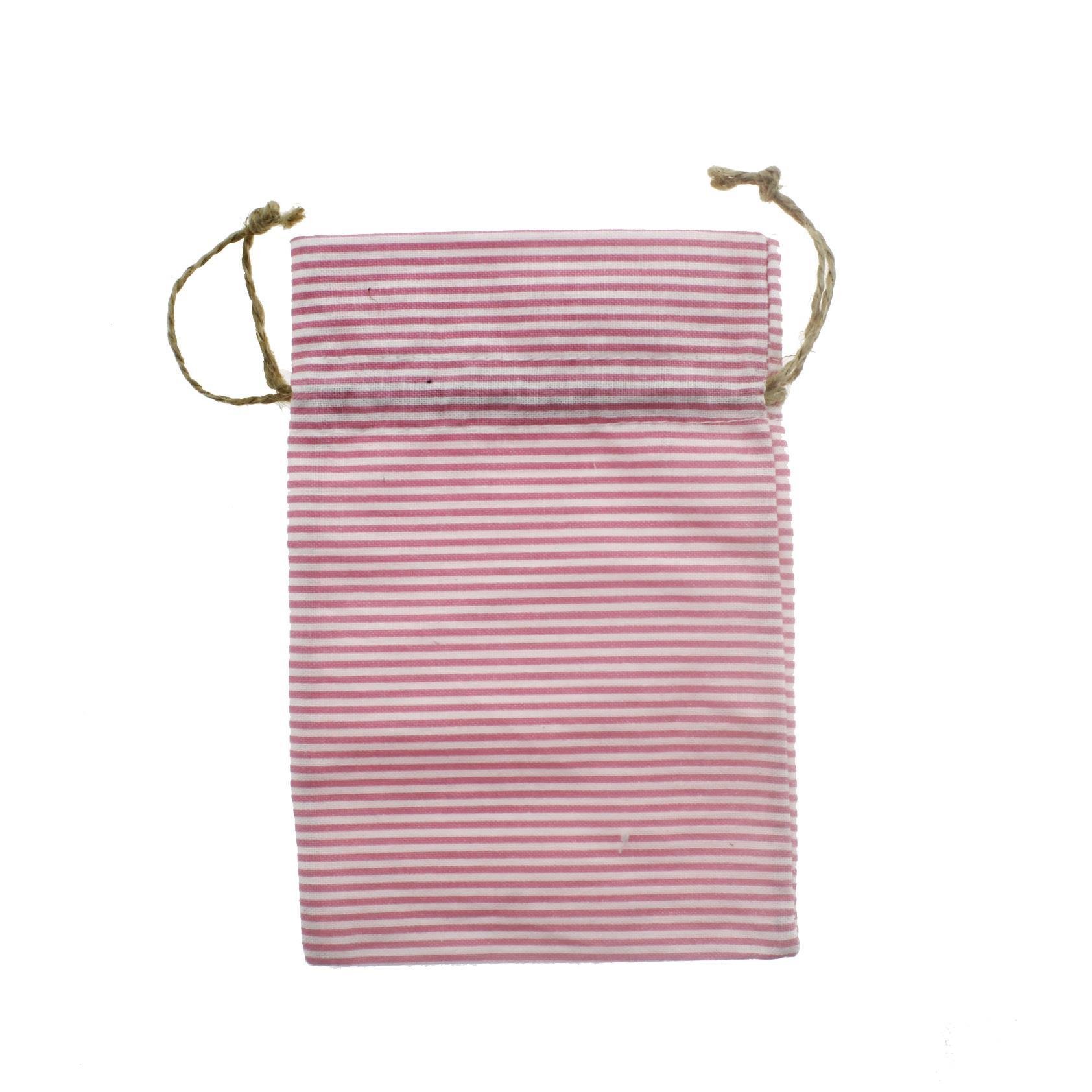 10 Adet 10x15cm Keten Kese Pembe Çizgili