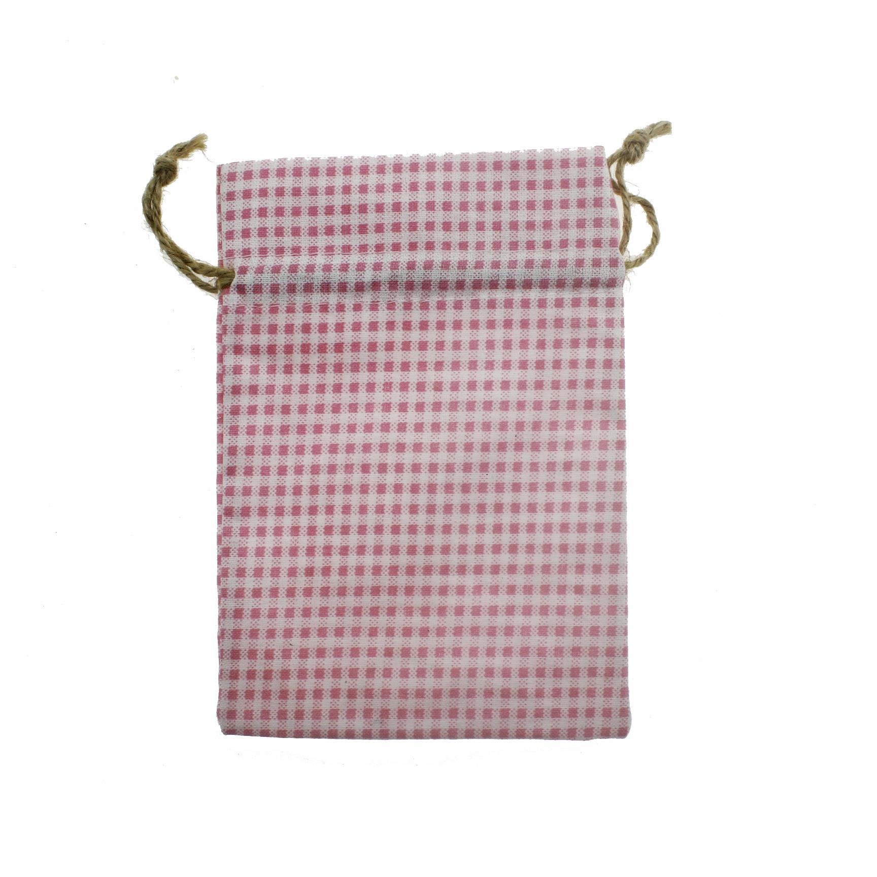 10 Adet 10x15cm Keten Kete Pembe Kareli