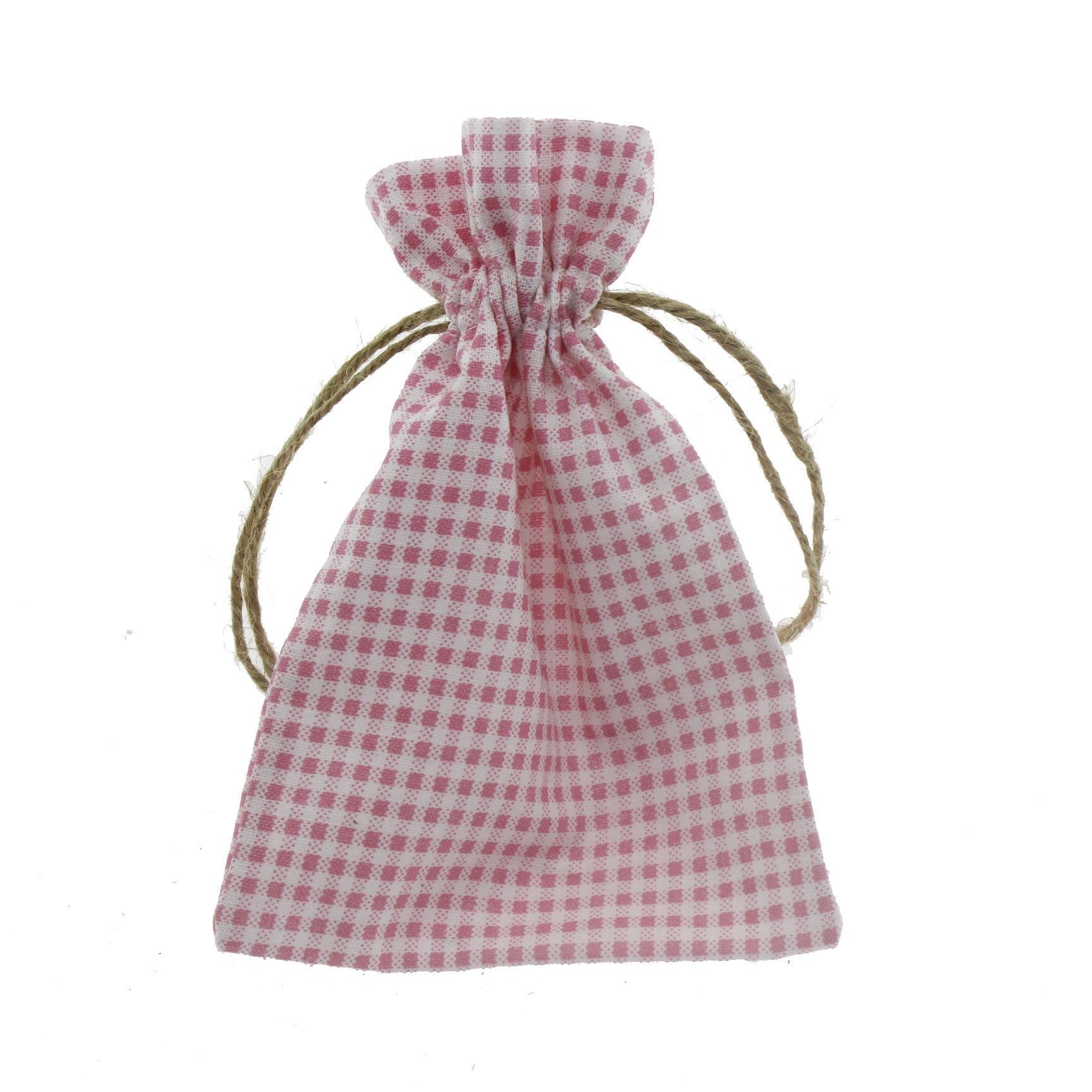 10 Adet 10x15cm Keten Kete Pembe Kareli