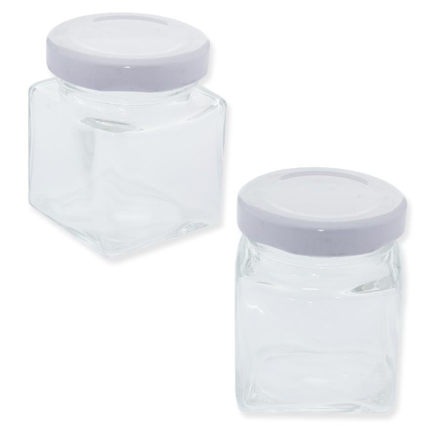 10 Adet 4x5cm Beyaz Kapaklı Kare Cam Şişe