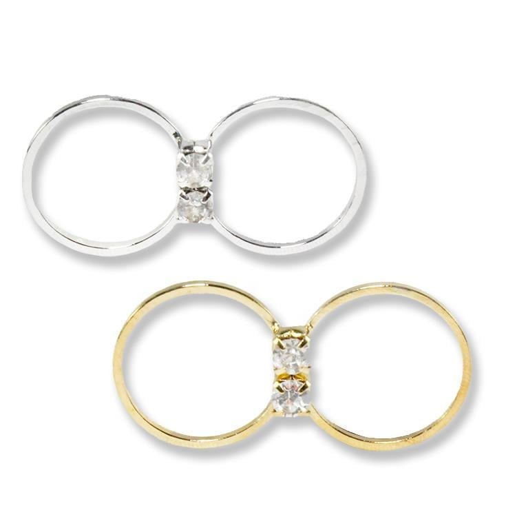 10 Adet Taşlı Metal İkili Yüzük