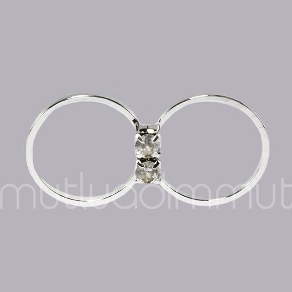 10 Adet Taşlı Metal İkili Yüzük