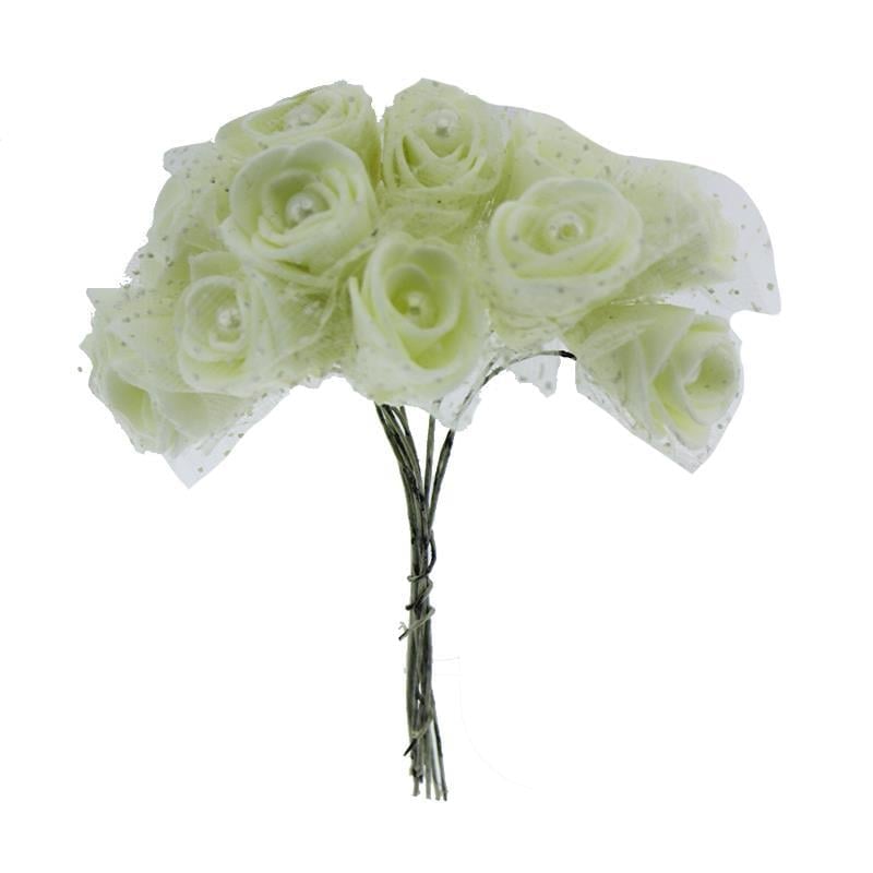 10 Demet (120 Adet) İncili Ve Tüllü Küçük Lateks Gül Çiçek
