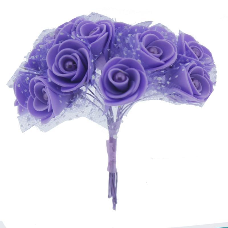 10 Demet (120 Adet) İncili Ve Tüllü Küçük Lateks Gül Çiçek