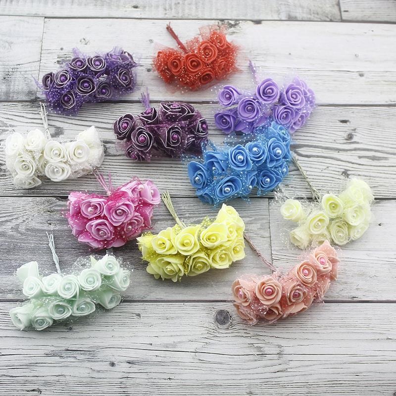 10 Demet (120 Adet) İncili Ve Tüllü Küçük Lateks Gül Çiçek