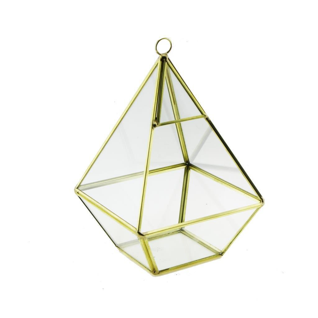 11x18cm Cam Fanus Üçgen Terrarium Saksı Metal Çerçeveli