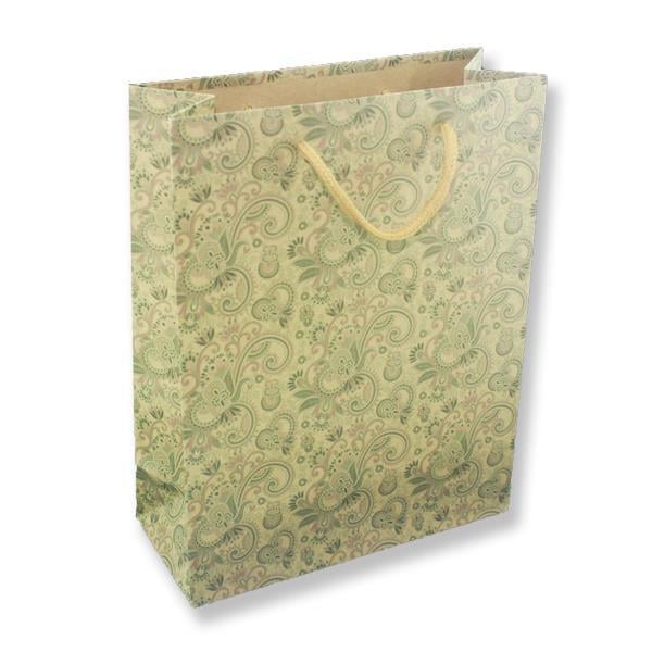 12 Adet 19x24cm Çiçek Motifli Kraft Karton Çanta