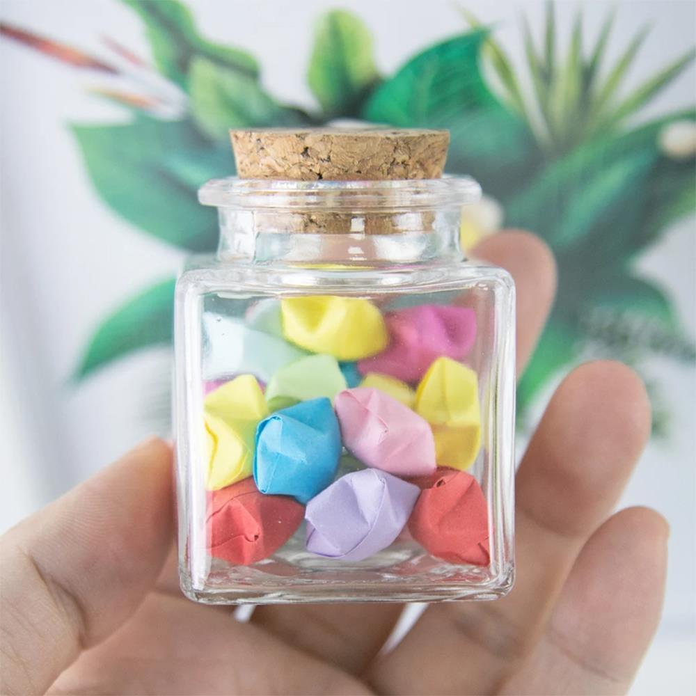 12 Adet 4x5cm Kare Cam Şişe Kavanoz Mantar Tıpalı