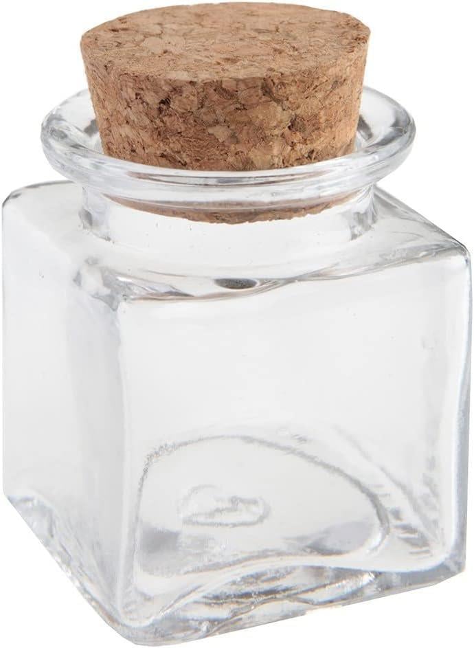 12 Adet 4x5cm Kare Cam Şişe Kavanoz Mantar Tıpalı