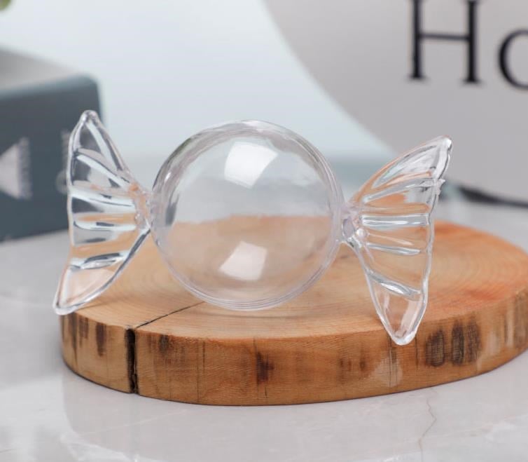 12 Adet 4x9cm Plastik Şeker Bonbon Kutu Şeffaf