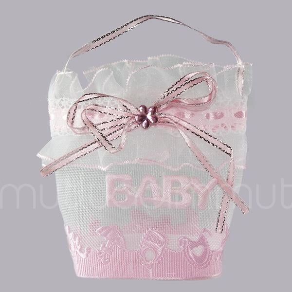 12 Adet 6x7cm Baby Yazılı Kumaş Hediyelik Çanta