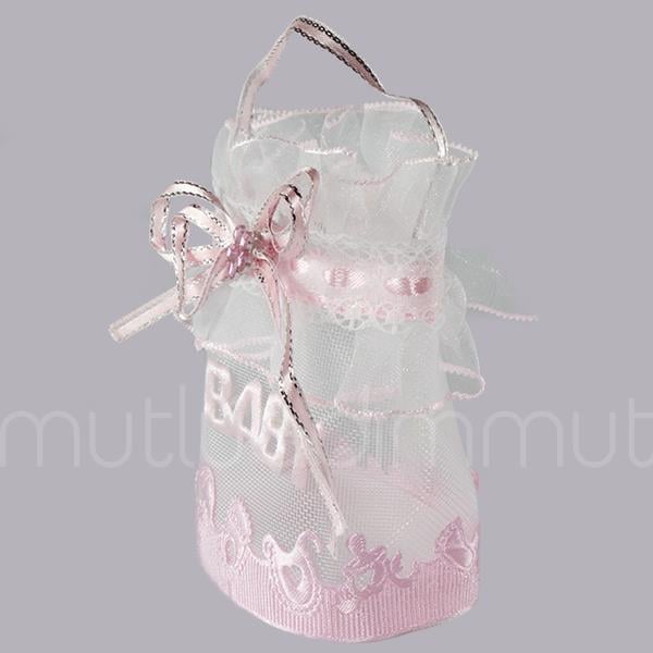 12 Adet 6x7cm Baby Yazılı Kumaş Hediyelik Çanta