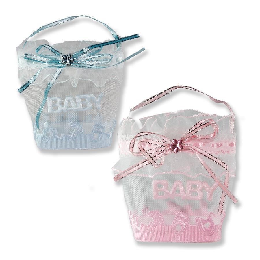 12 Adet 6x7cm Baby Yazılı Kumaş Hediyelik Çanta