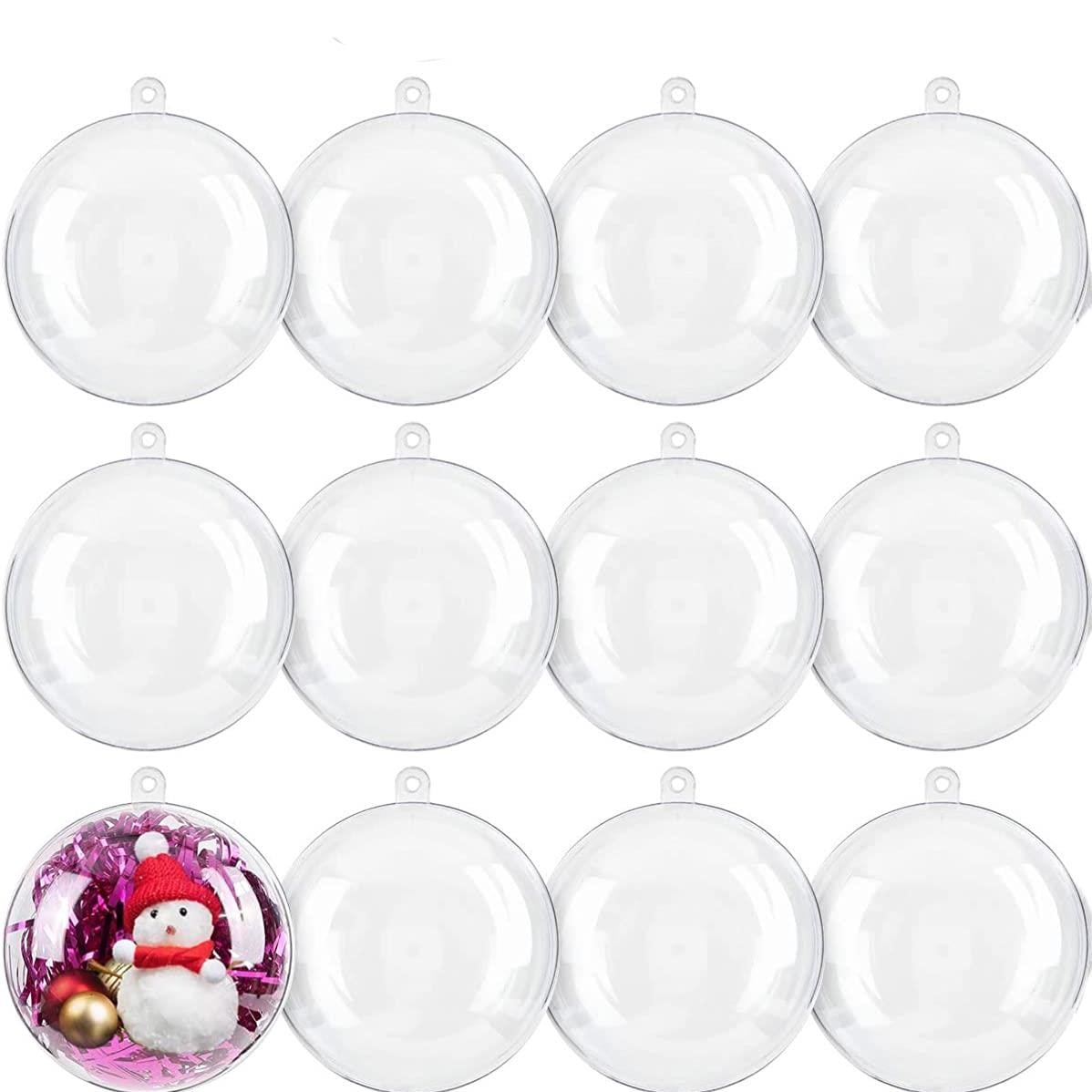 12 Adet 8cm Plastik Küre Fanus Kutu