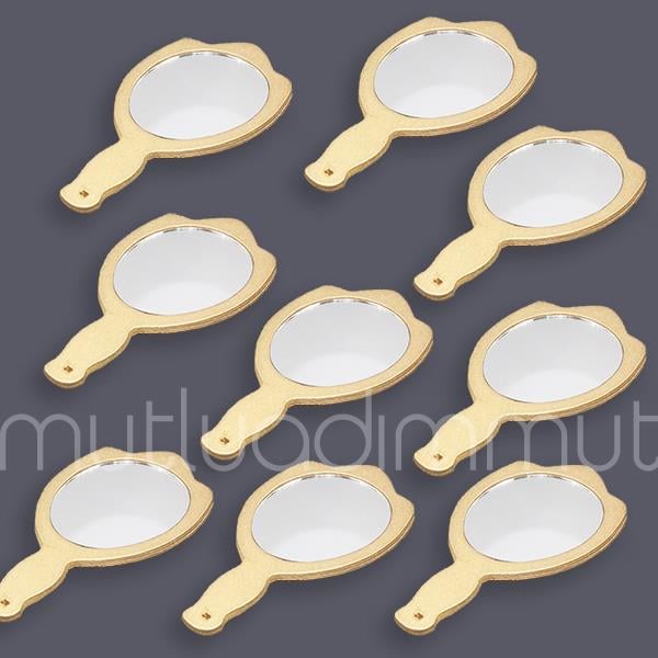 12 Adet Ahşap El Aynası