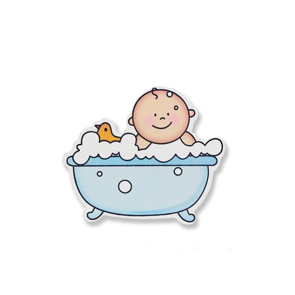 12 Adet Ahşap Sticker Küvette Bebek 8x7cm