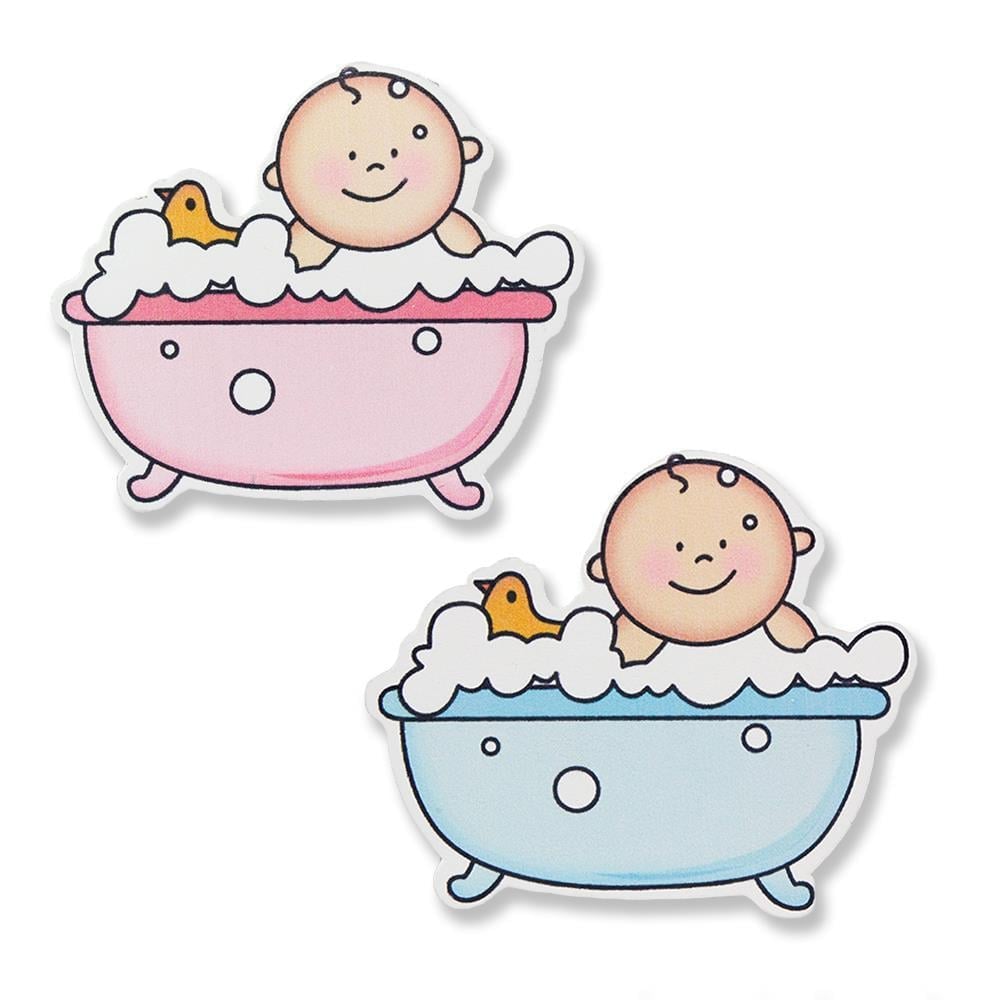 12 Adet Ahşap Sticker Küvette Bebek 8x7cm