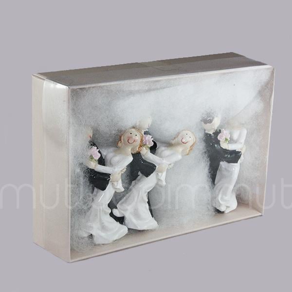 12 Adet Birbirine Sarılan Mutlu Gelin Damat Özel Kutusunda