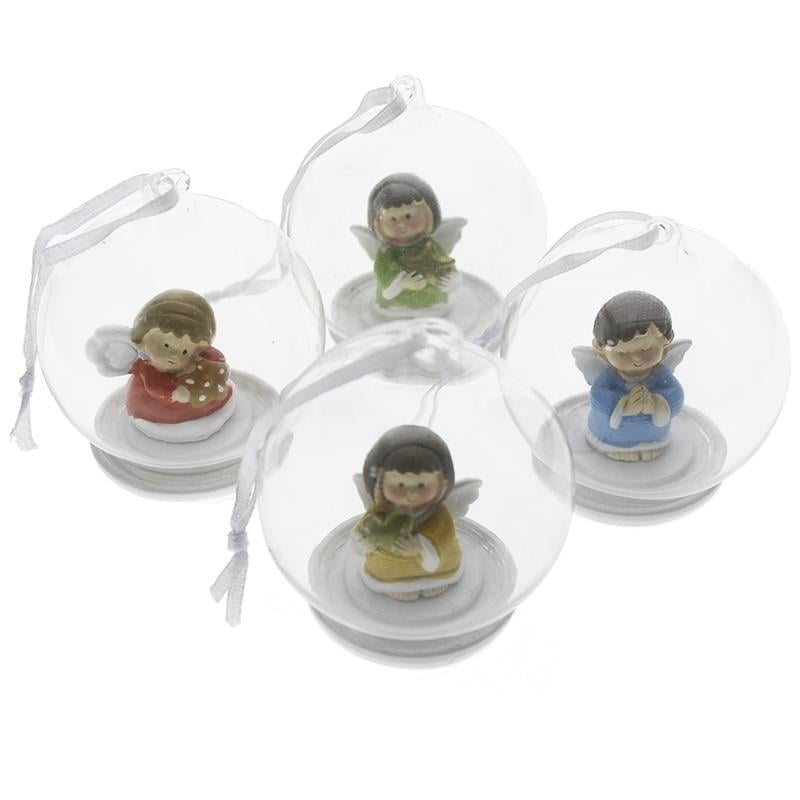 12 Adet Cam Küre İçinde Melek Biblo