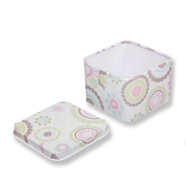 12 Adet Çiçek Desenli Kare Metal Kutu