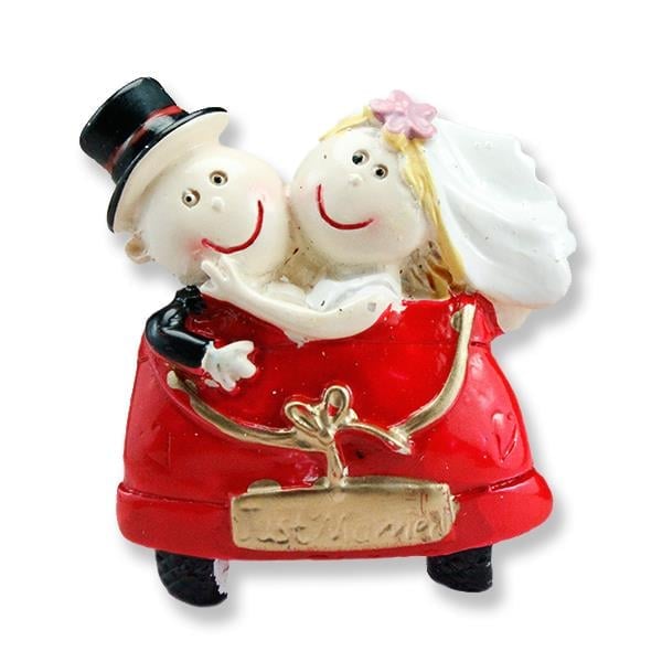 12 Adet Kırmızı Arabada Gelin Damat Biblo