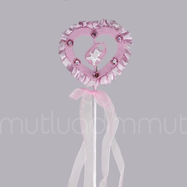 12 Adet Kumaş Fırfırlı Süslü Kalp Çubuk
