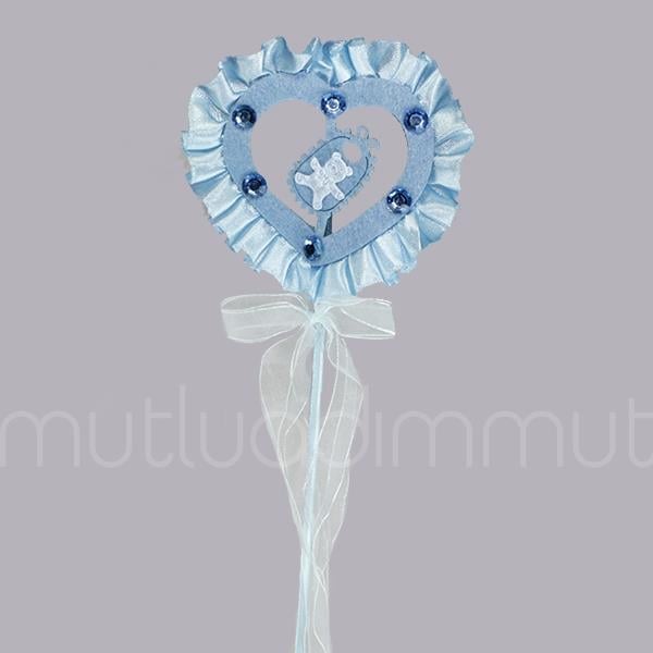 12 Adet Kumaş Fırfırlı Süslü Kalp Çubuk