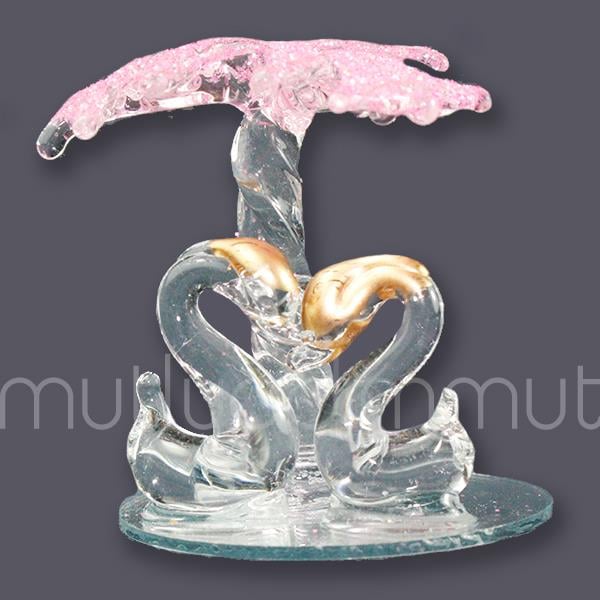 12 Adet Palmiye Altında Kristal Cam Kuğular