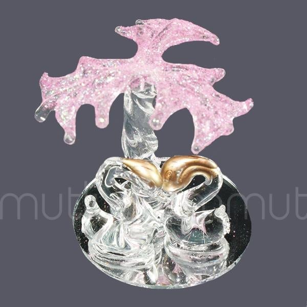 12 Adet Palmiye Altında Kristal Cam Kuğular