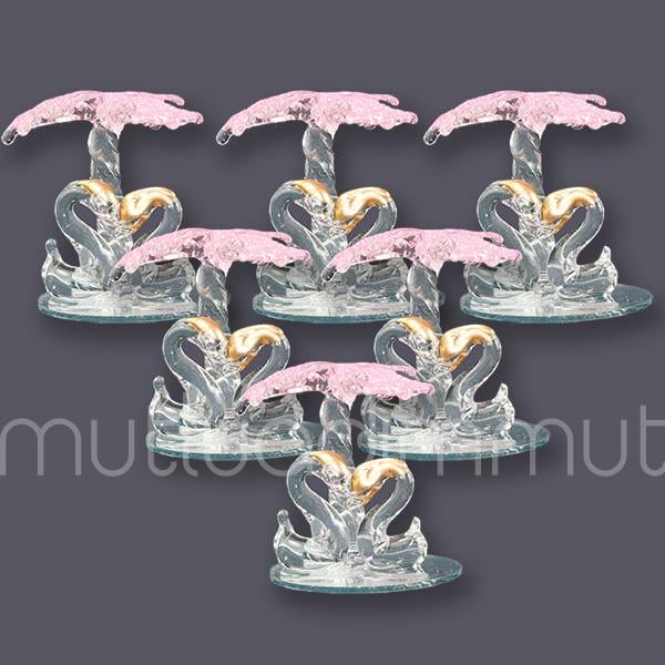 12 Adet Palmiye Altında Kristal Cam Kuğular