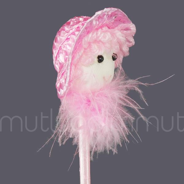 12 Adet Pembe Saçlı Şapkalı Kız Çubuk