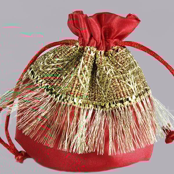 12 Adet Püsküllü Kese 12x14cm Hediye Kesesi