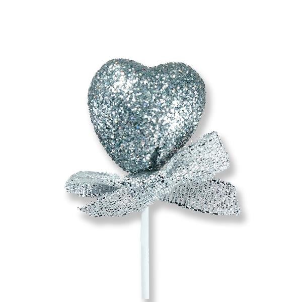 12 Adet Simli Strafor Kalp Çubuk