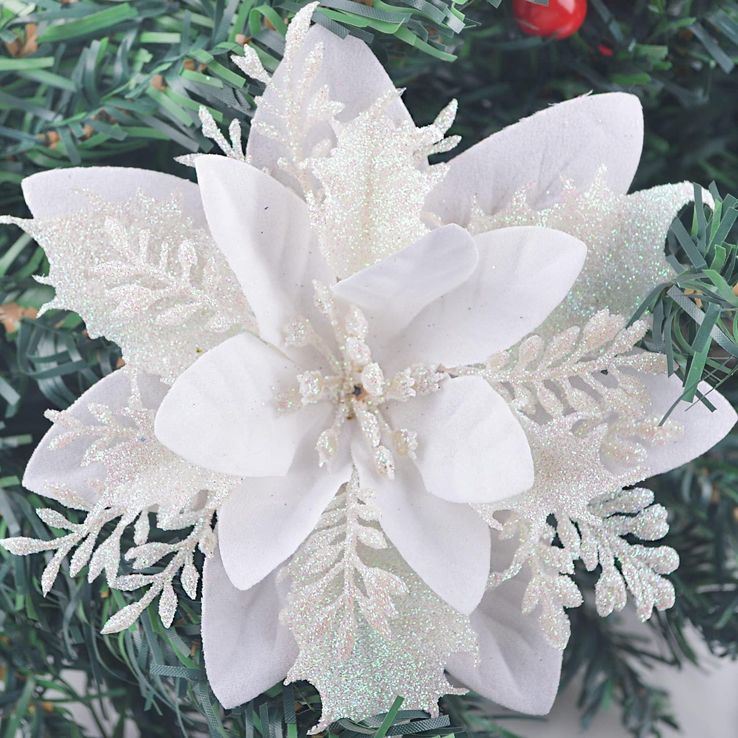 12cm Atatürk Çiçeği Kumaş Ponsetya Çiçek Beyaz 1 Adet