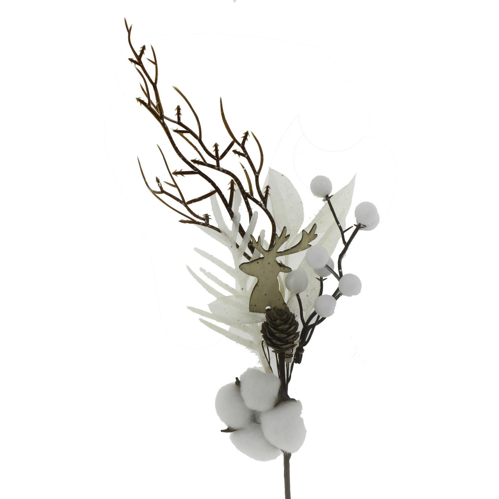 12x50cm Beyaz Meyveli Pamuklu Yapay Çiçek Dalı