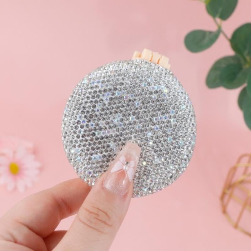 14cm Taş Kaplamalı Parlak Taşlı Tarak Aynalı Yuvarlak