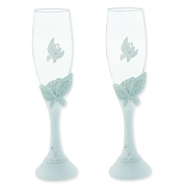 2 Adet Kelebekli Cam Kadeh