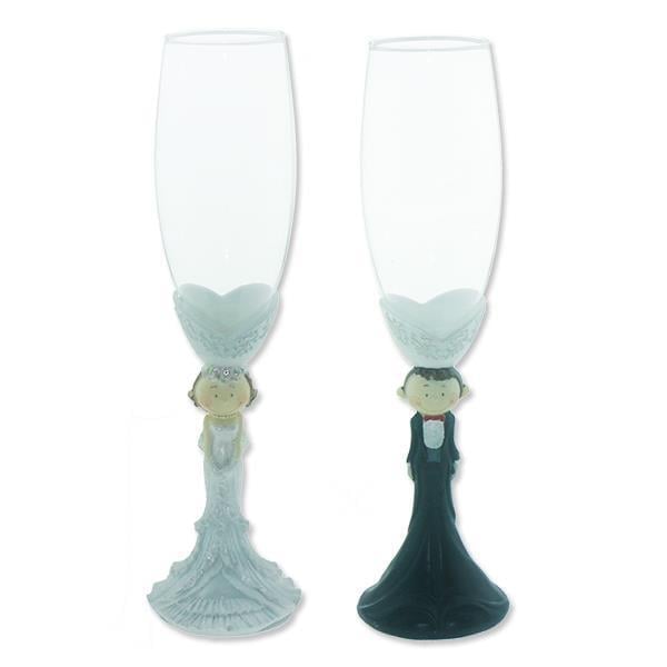 2 Adet Sevimli Gelin Damatlı Cam Kadeh