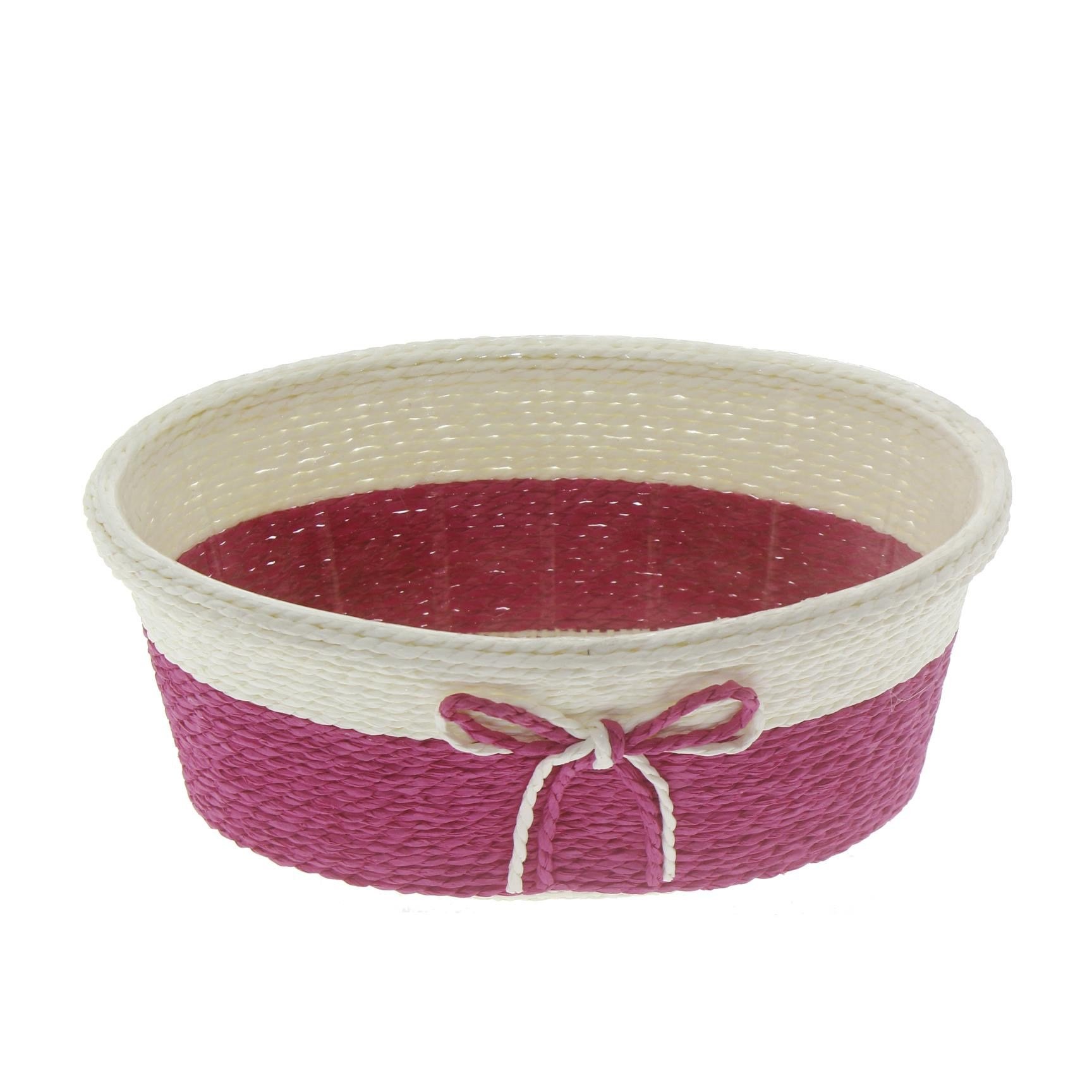 20x12cm Hasır Sepet Renkli Fiyonklu