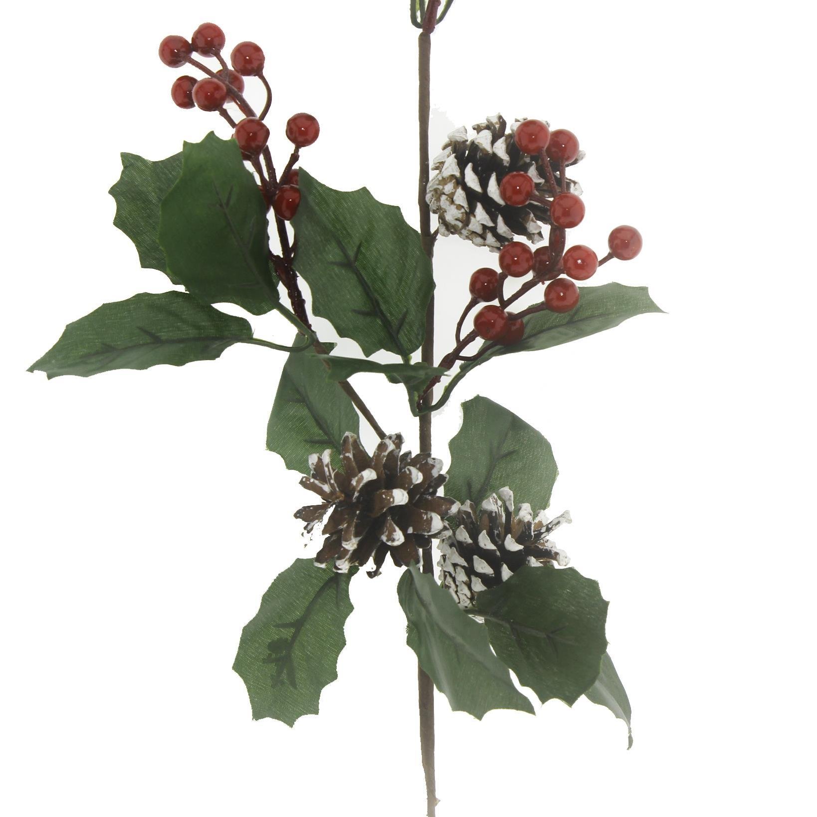 20x50cm Kozlaklı Kırmızı Meyveli Yapay Çiçek Dalı