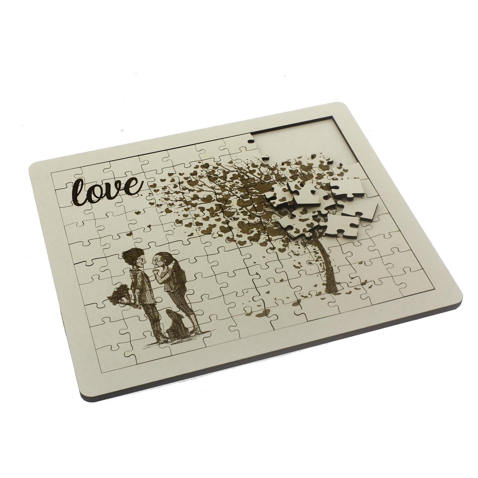 21x24cm 100 Parça Ahşap Puzzle Yap-Boz Love Sevgiliye