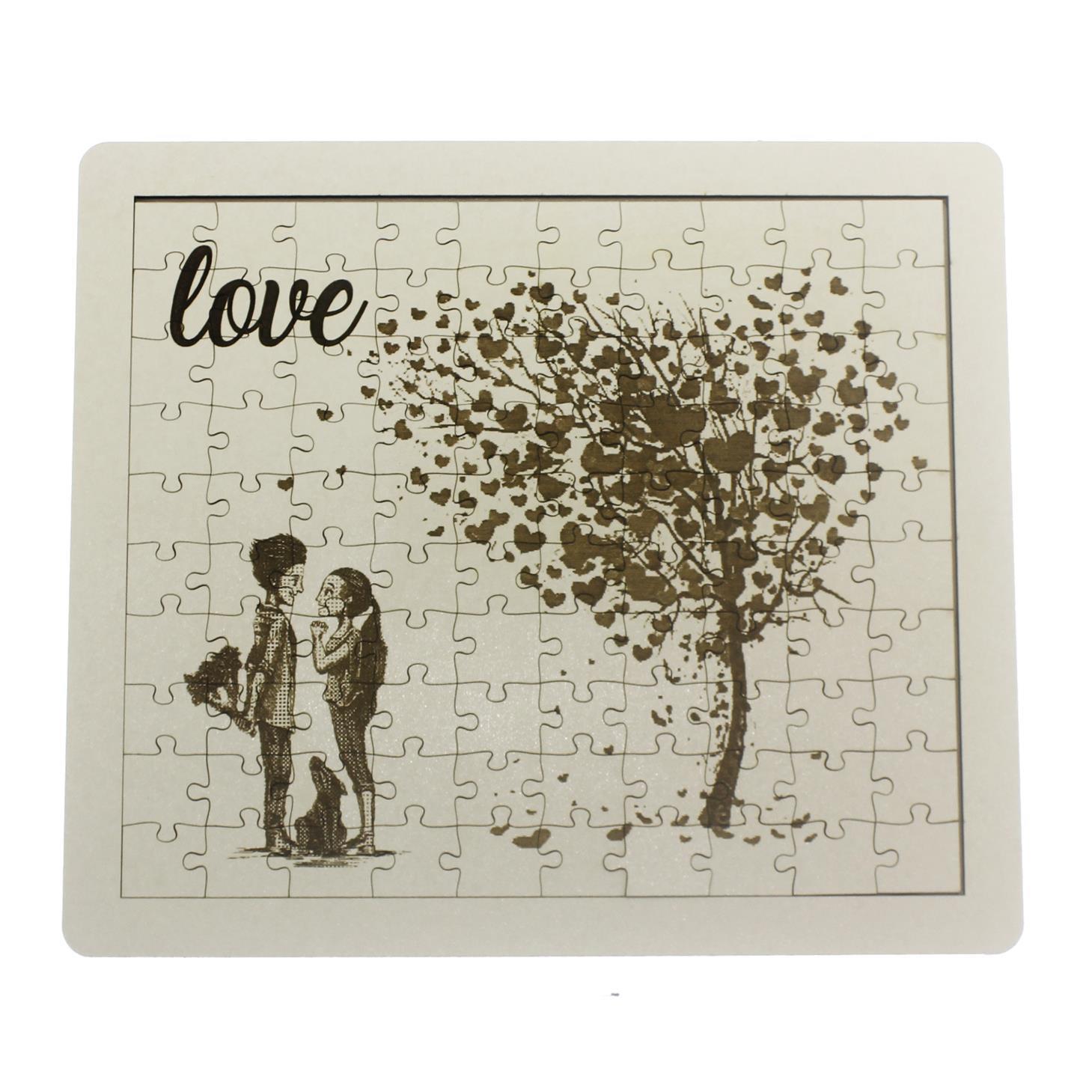 21x24cm 100 Parça Ahşap Puzzle Yap-Boz Love Sevgiliye