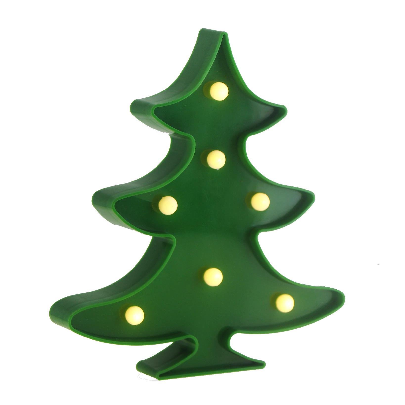 22cm Led Çam Ağacı Plastik Işık Gece Lambası Aydınlatma Pilli