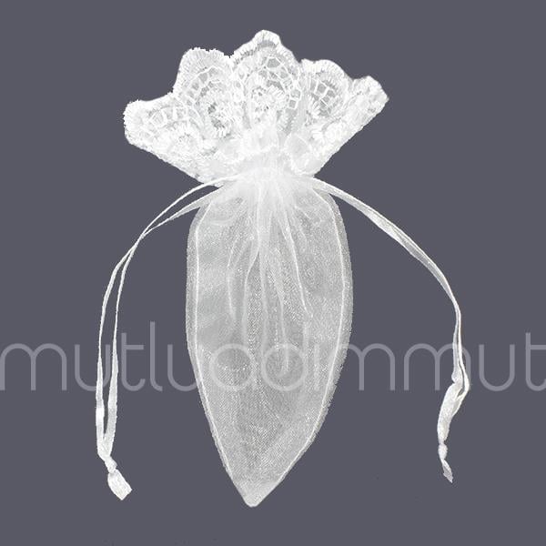 24 Adet 10x13cm Ağzı Dantel Üçgen Kese